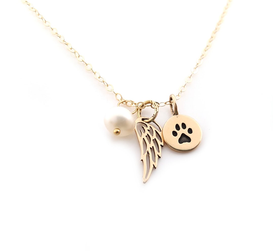 Paw Print Angel Wing Necklace - Memorial Necklace - Pet Loss Necklace ...
