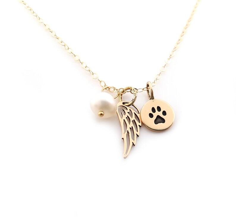Paw Print Angel Wing Necklace Memorial Necklace Pet Loss | Etsy