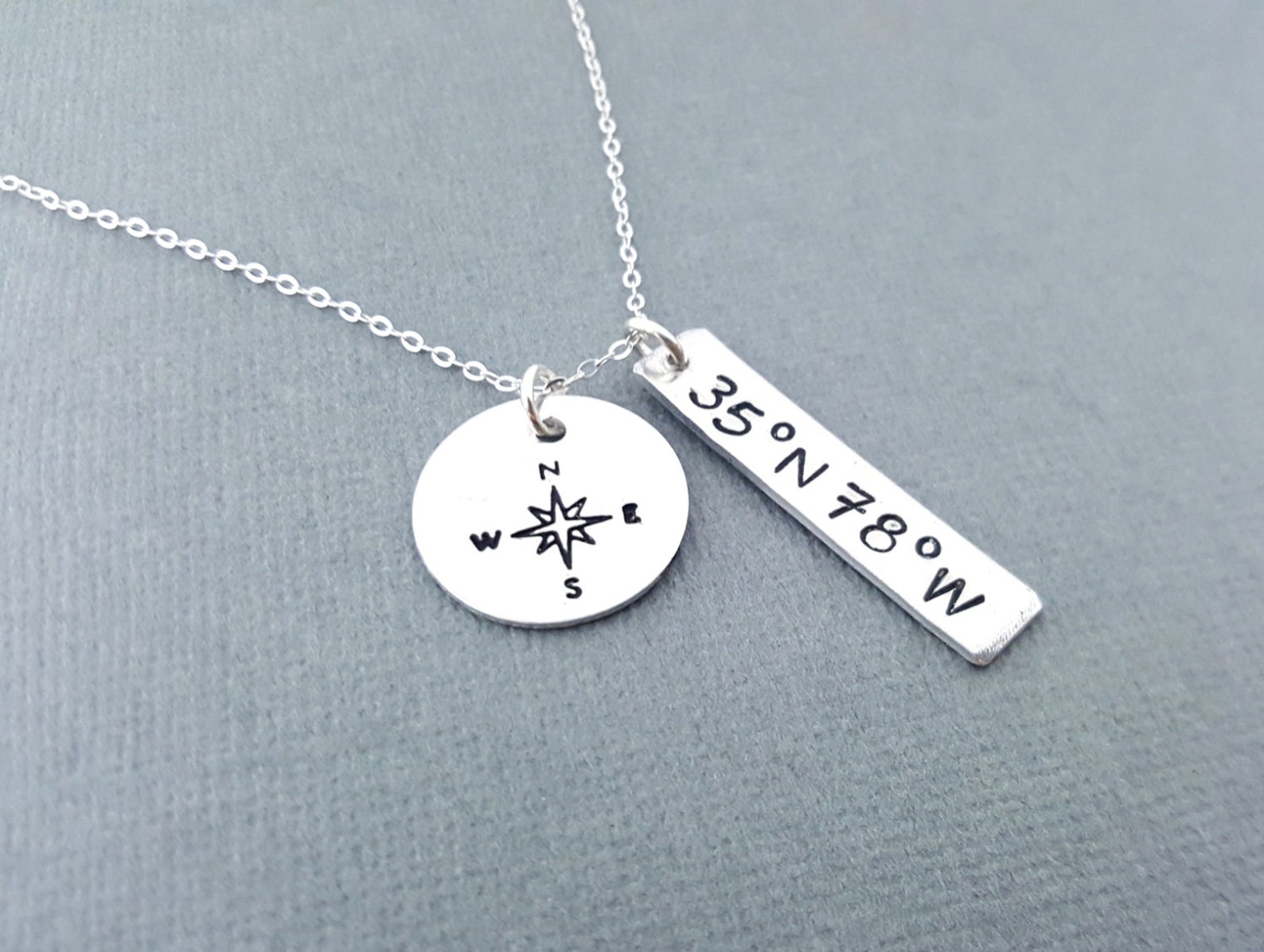 Custom Coordinates Necklace Latitude And Longitude Necklace Etsy