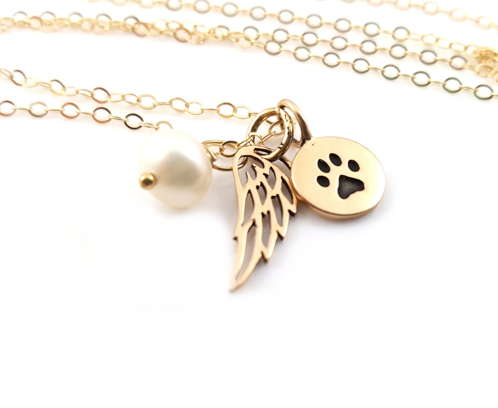 Paw Print Angel Wing Necklace Memorial Necklace Pet Loss | Etsy