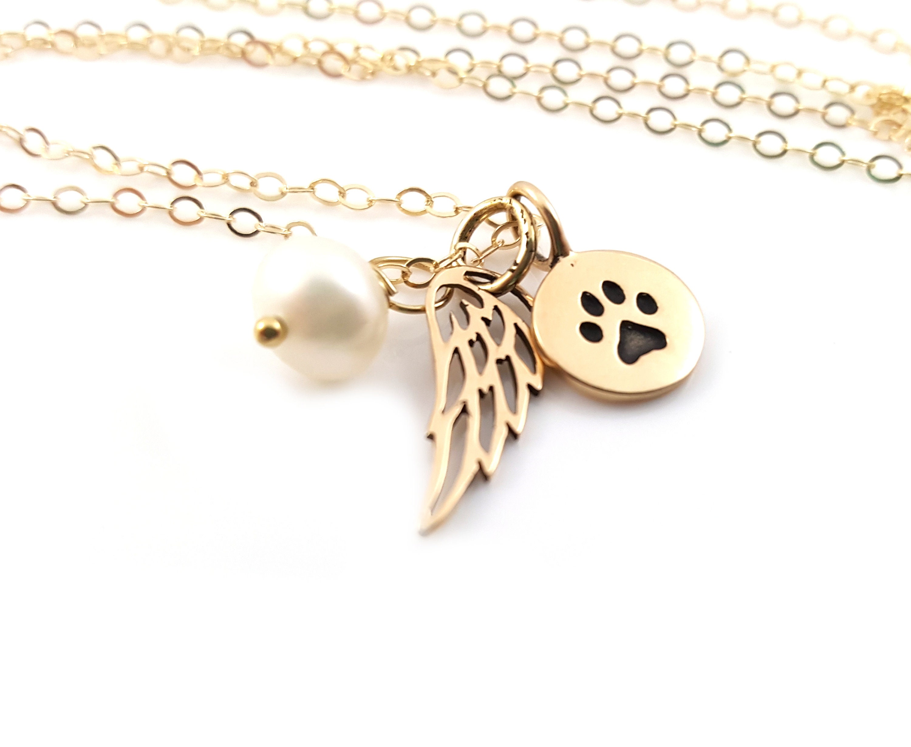 Paw Print Angel Wing Necklace Memorial Necklace Pet Loss | Etsy