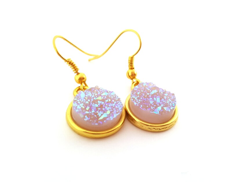 Sparkling Faux Druzy Drop Earrings Sparking Rainbow Druzy Etsy