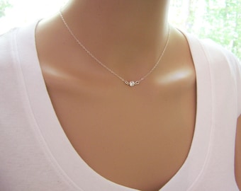 Tiny Diamond Necklace - CZ Necklace - Sterling Silver Necklace - Dainty Necklace - Simple Jewelry - Choker Necklace - Gift for Her