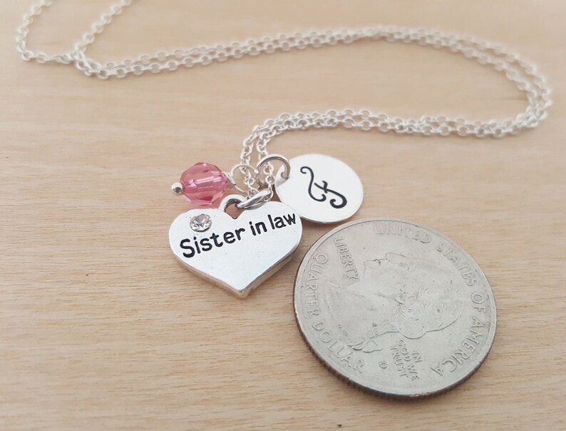Sister In Law Necklace Swarovski Birthstone Initial Etsy