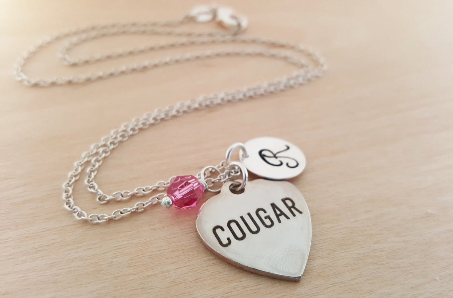 Cougar Necklace Initial Necklace Personalized Necklace Etsy