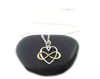 Infinity Heart Charm with Bronze Infinity Necklace - Sterling Silver Jewelry
