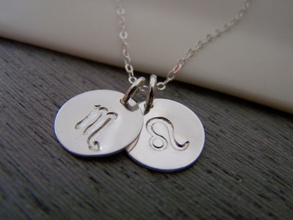 Two Disc Two Signs Astrology Necklace 