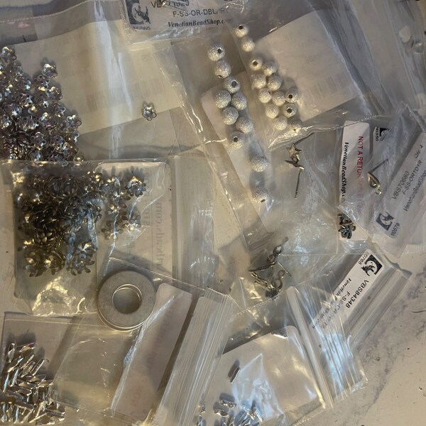 Sterling Silver Destash lot - bead Caps, Sparkle Beads, Wire Guards, Crimp Beads, etc