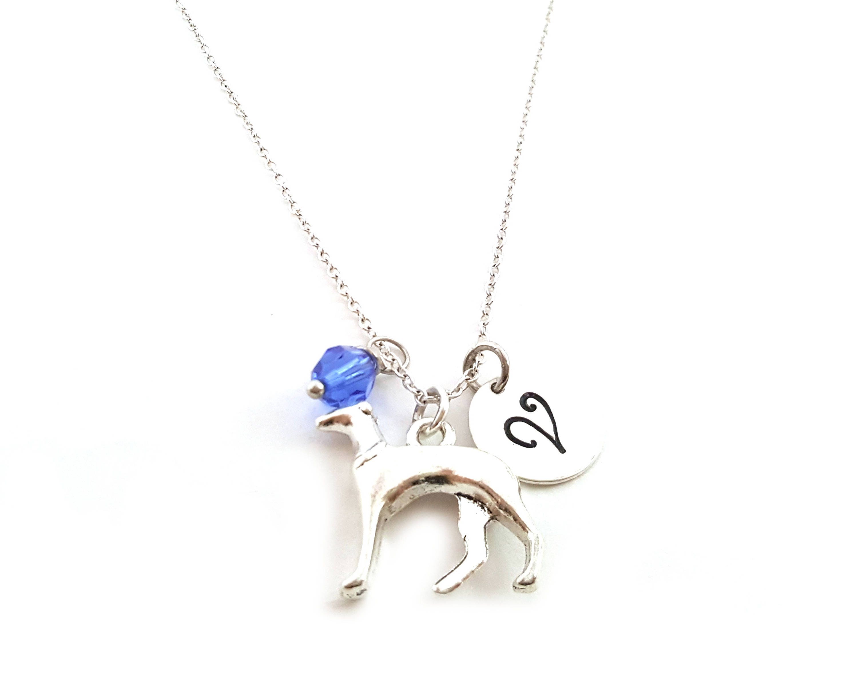 Greyhound Dog Charm Necklace Birthstone Necklace | Etsy