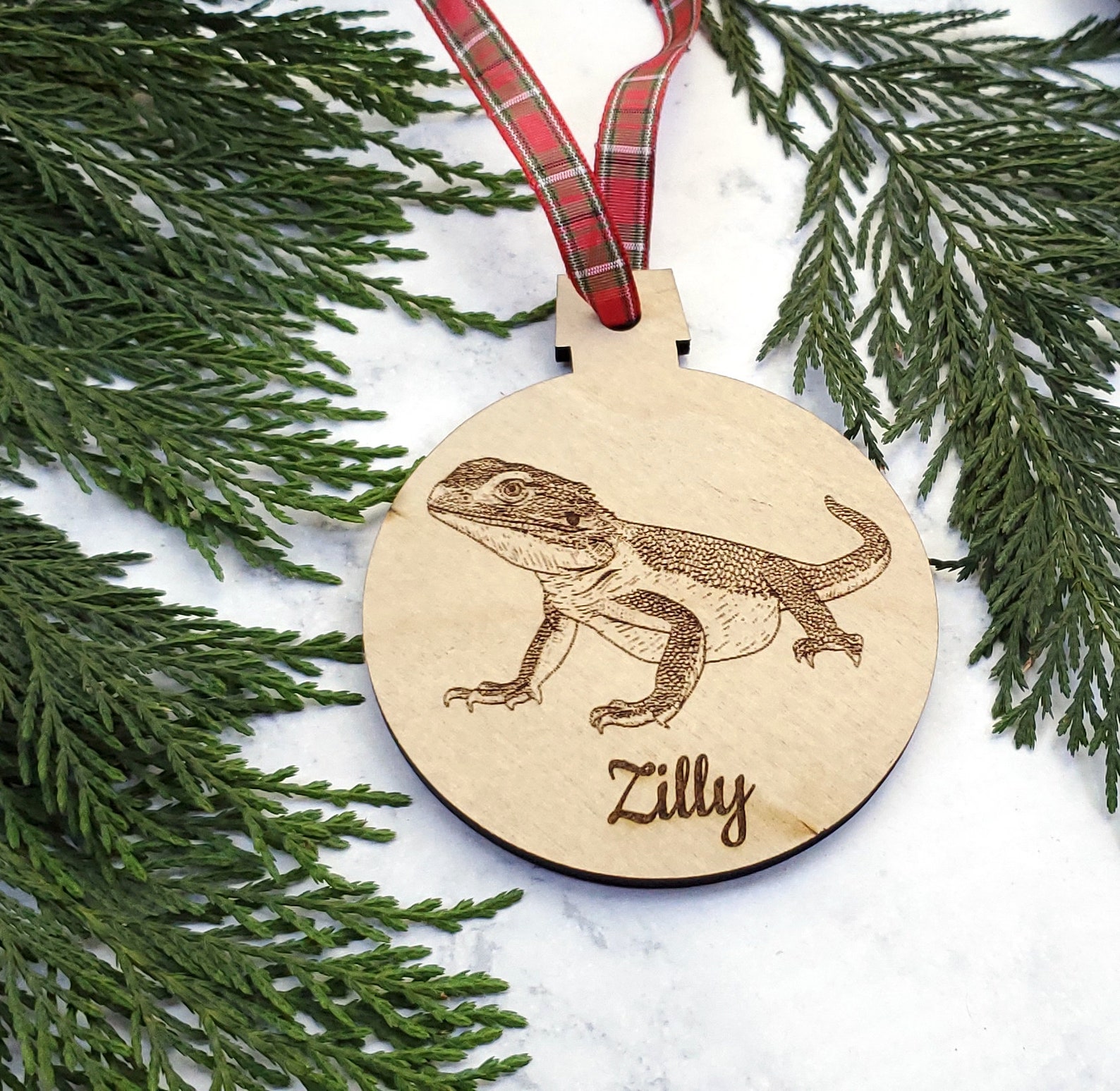 Bearded Dragon Personalized Name Wooden Christmas Ornament Etsy