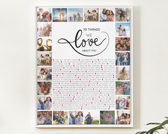 70 Things We Love About You – Canva Template Printable | Custom Birthday Gift | Photo Collage for 70th Birthday, Anniversary or Retirement