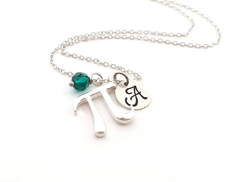 Pi Math Necklace Initial Necklace Gift for Her Sterling Silver Jewelry Personalized Necklace
