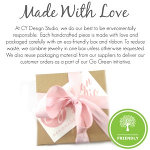 May include: A brown box with a pink ribbon and a tag that says "Handmade". The box is tied with a pink ribbon and has a green environmentally friendly sticker on it. The text "Made With Love" is at the top of the image.