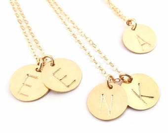 Classic Gold Initial Disc Necklace - 14k Gold Filled Jewelry - Personalized necklace - Gift For Her