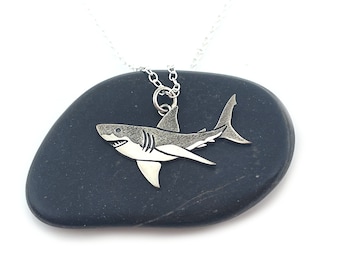 Great White Shark Charm Necklace  - Sterling Silver Jewelry - Handmade Necklace