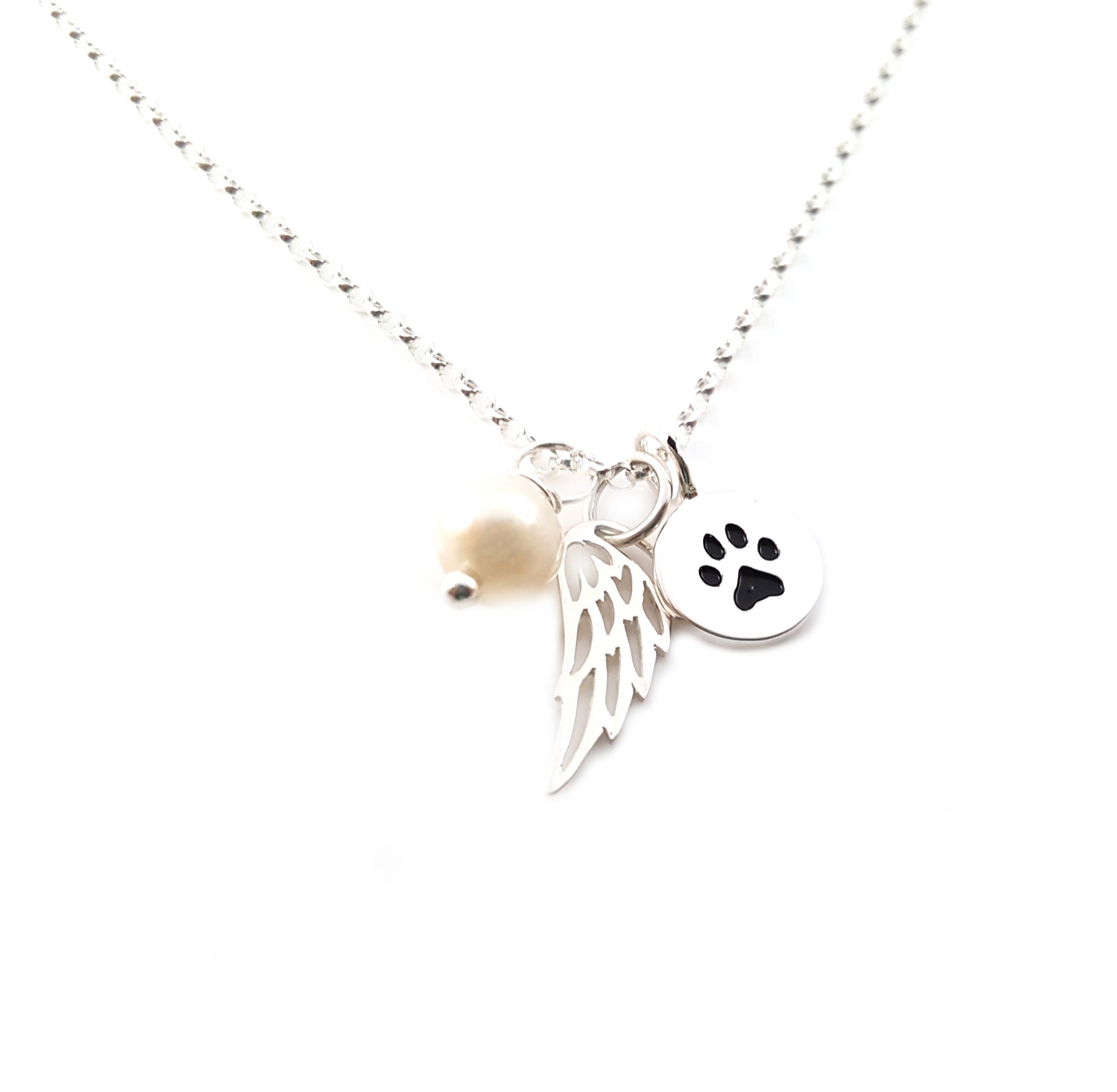 Paw Print Angel Wing Necklace - Memorial Necklace - Pet Loss Sympathy ...