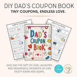Papa Gutscheinbuch - Bearbeitbare Canva-Vorlage - 30 vorausgefüllte + leere DIY-Vatertagsgutscheine – Druckbares Geschenk von Kindern