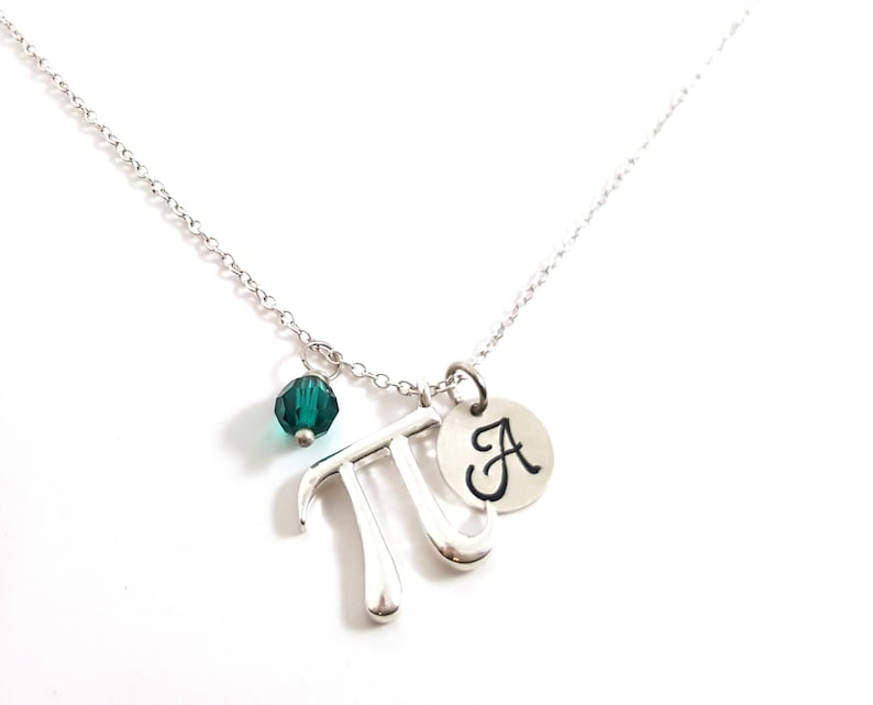 Pi Math Necklace Initial Necklace Gift for Her Sterling Silver Jewelry Personalized Necklace