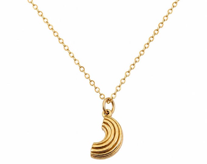 Macaroni Noodle Charm Necklace  - 14k Gold Filled Jewelry - Handmade Necklace - Foodie Gift
