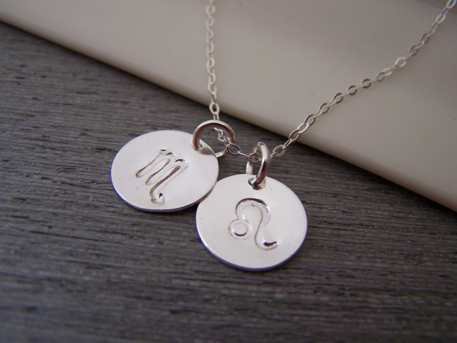 Two Disc - Two Signs - Astrology Necklace - Zodiac Sign Symbol Sterling ...
