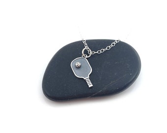 Pickleball Charm Necklace  - Sterling Silver Jewelry - Handmade Necklace