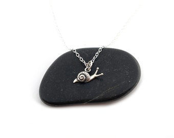 Tiny Snail Charm Necklace - Sterling Silver Necklace - Handmade Jewelry