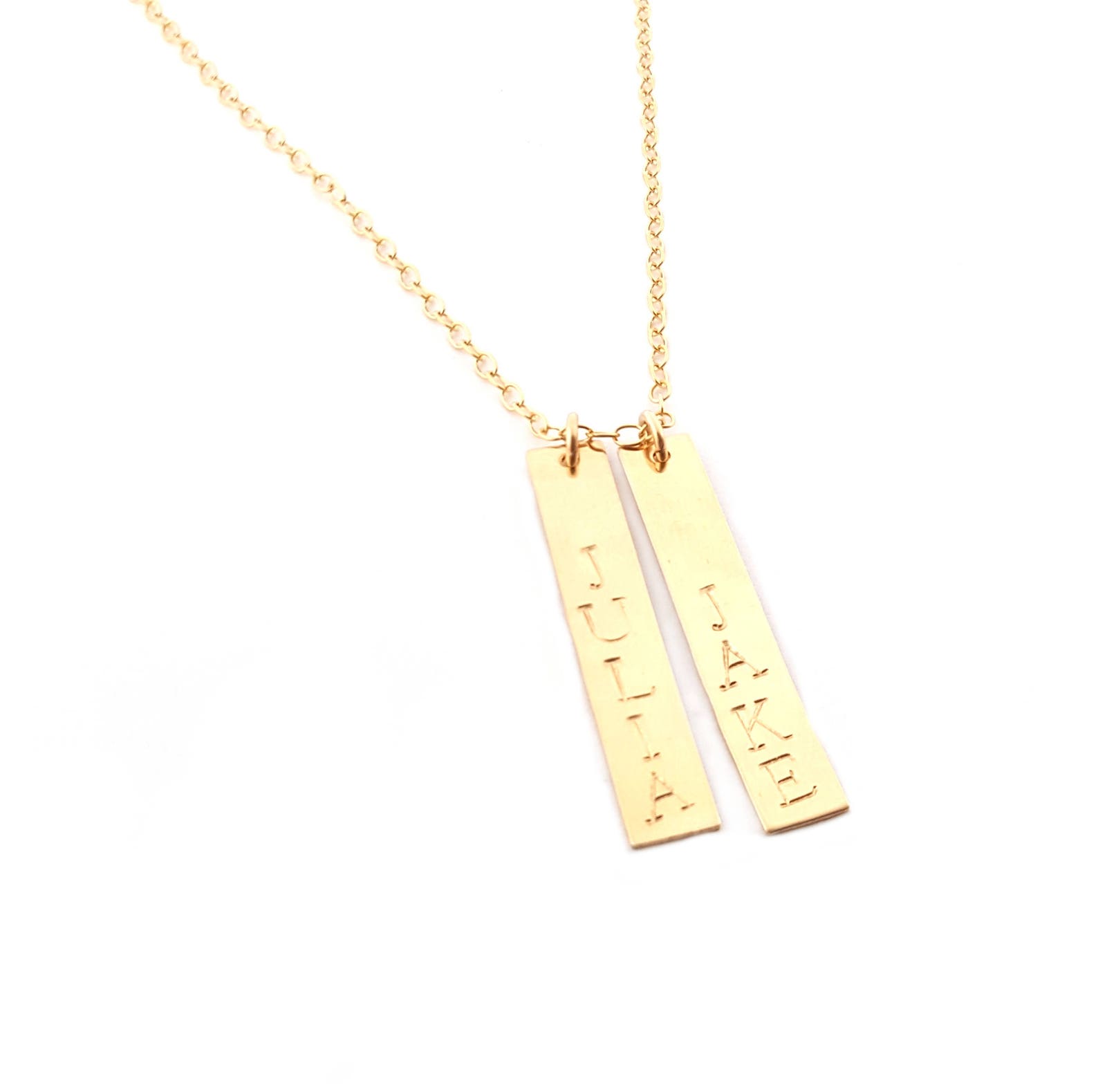 Vertical Gold Bar Name Necklace 14k Gold Filled Jewelry Etsy