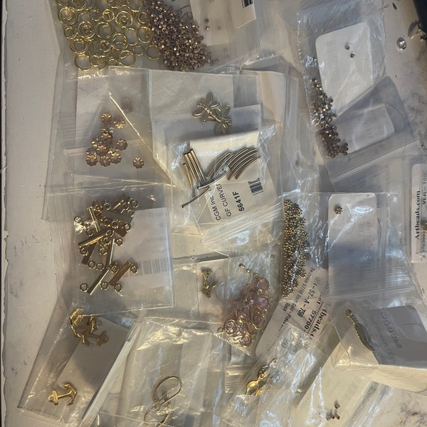 Large Gold Filled Destash Lot - Jewelry Findings, Charms, bead Caps, Crimp Tubes, etc