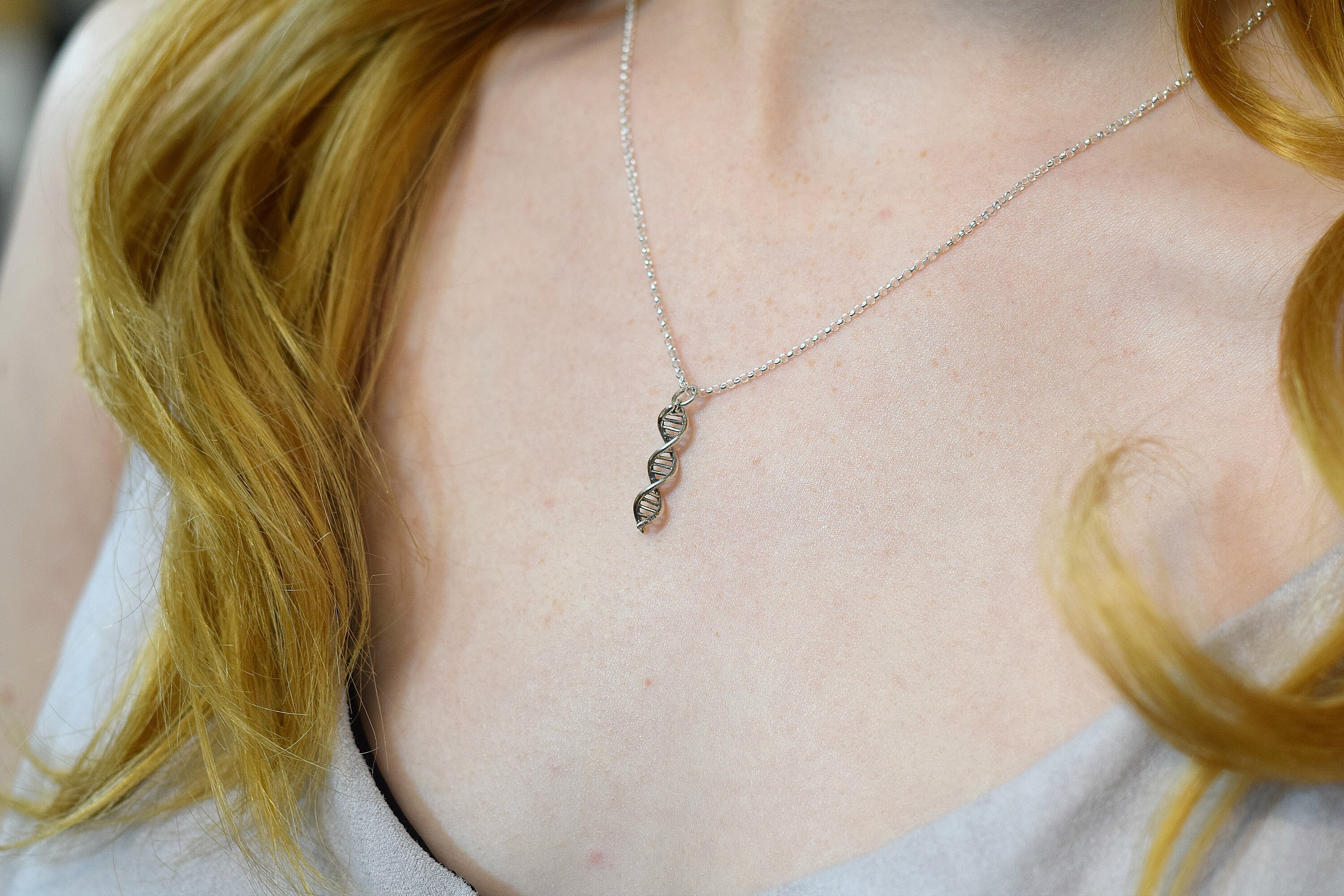 DNA Charm Sterling Silver Necklace - Gift for Her - Etsy
