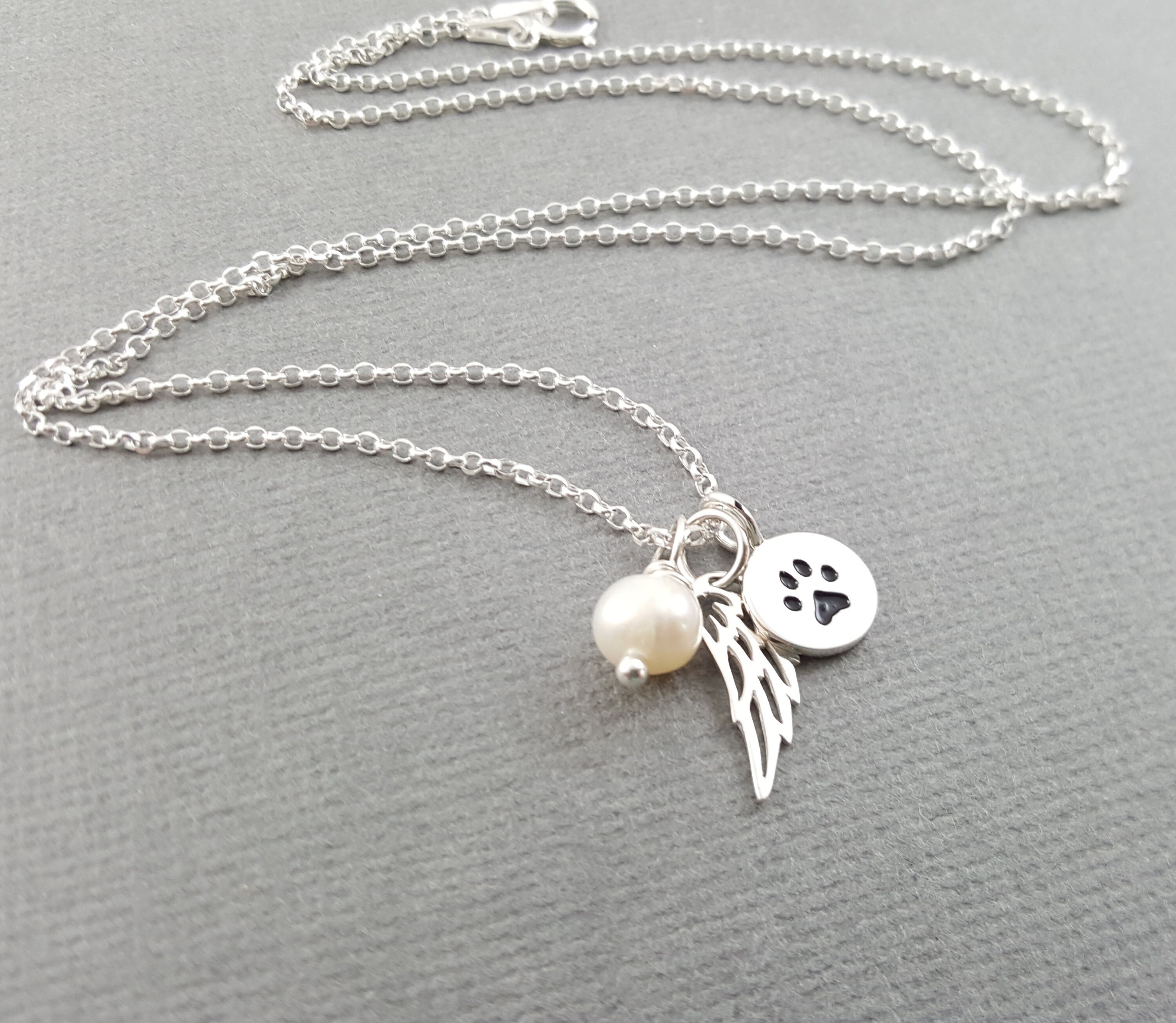 Paw Print Angel Wing Necklace - Memorial Necklace - Pet Loss Sympathy ...