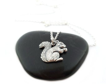 Squirrel Charm - Sterling Silver Necklace - Gift for Her