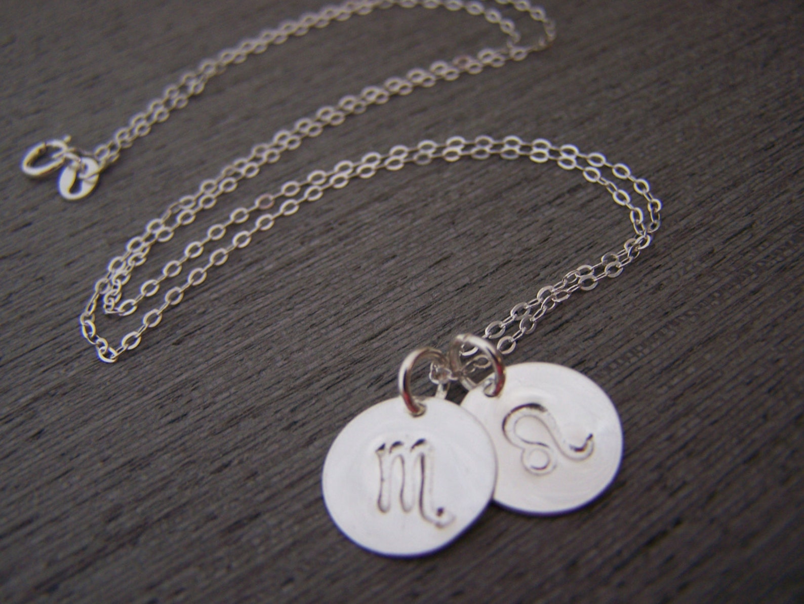 Two Disc - Two Signs - Astrology Necklace - Zodiac Sign Symbol Sterling ...