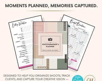 Photography Business Planner | 50+ Page Canva Template | Mini Session Planner, Client Workflow, Budget, Marketing, Photo Release