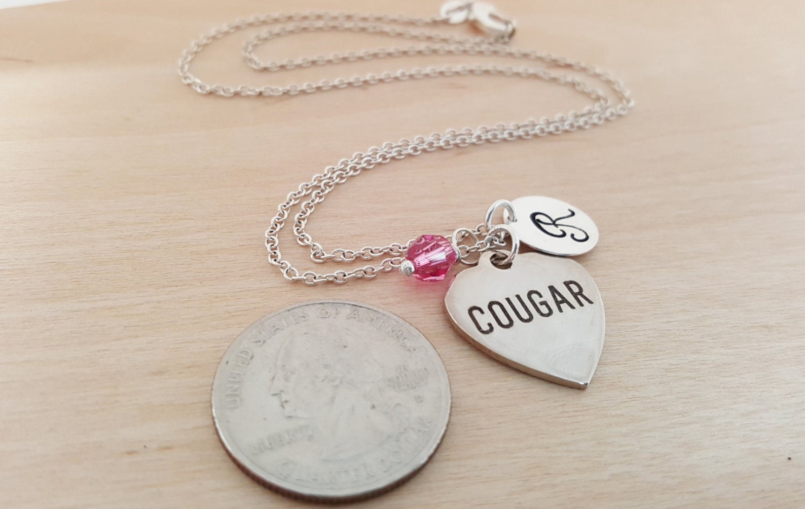 Cougar Necklace Initial Necklace Personalized Necklace Etsy