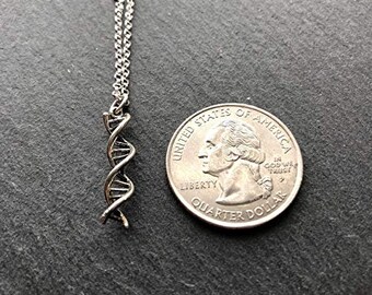 DNA Charm Sterling Silver Necklace - Gift for Her - Etsy