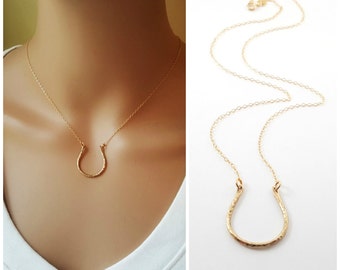 Horseshoe Charm Necklace - 14k Gold Fill Necklace - Simple Jewelry - Dainty Necklace - Gold Fill Jewelry - Lucky Necklace - Gift for Her