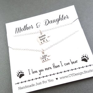 Mama Bear and Baby Bear Sterling Silver Necklace Set Perfect Mother's Day Gift Mother & Daughter Jewelry Set Baby Shower Gift image 3