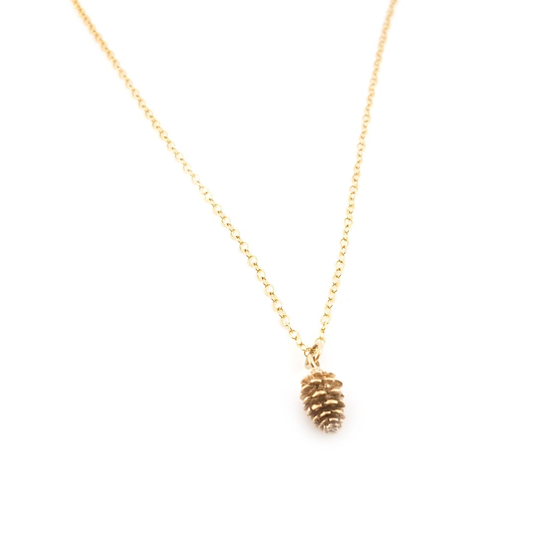 Gold Pinecone Charm 14k Gold Filled Necklace Simple Jewelry Dainty Gold ...