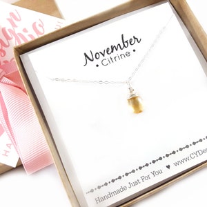 Citrine Necklace - November Birthstone - Dainty Drop Necklace - Sterling Silver Necklace - Gemstone Briolette Necklace - Gift for Her