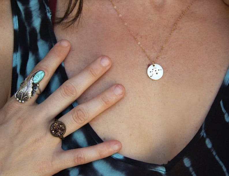 Dainty Sterling Silver Zodiac Aries Constellation Necklace Gift for Her