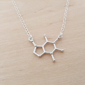 Caffeine Necklace - Molecule Necklace - Science Necklace - Geek Necklace - Sterling Silver Necklace - Simple Jewelry / Gift for Her
