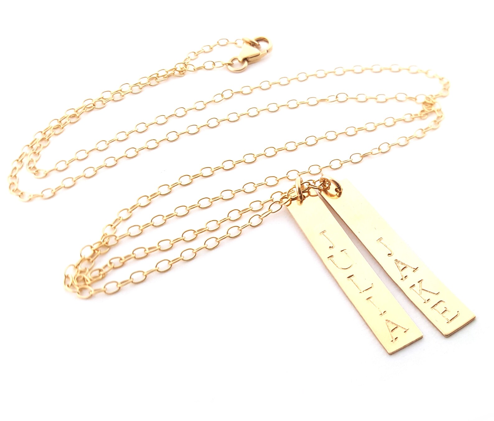 Vertical Gold Bar Name Necklace 14k Gold Filled Jewelry Etsy