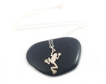 Frog Charm Necklace - Sterling Silver Jewelry - Gift for Her