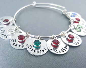 Personalised No Fade Baby Bracelet With Birthstone Engraved Customized Kid's Name Bracelet Mom Baby Birthday Gift For Women Kids