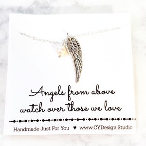 Angel Wing Memorial Necklace - Sterling Silver - Ready to Ship