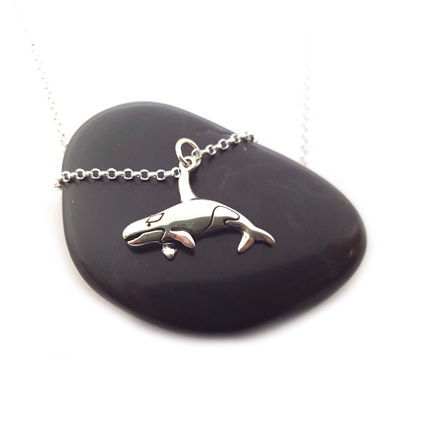 Orca Killer Whale Sterling Silver Charm Necklace Etsy