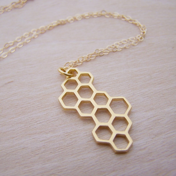 Honeycomb Pendant 14k Gold Filled Necklace