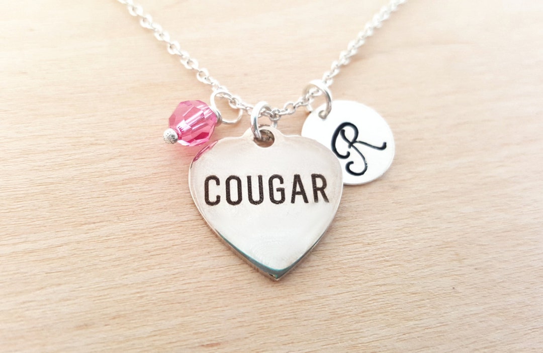 Cougar Necklace Initial Necklace Personalized Necklace Sterling Silver