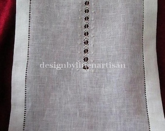 Linen curtain hemstitched , pulled thread curtains, drawn thread work shades