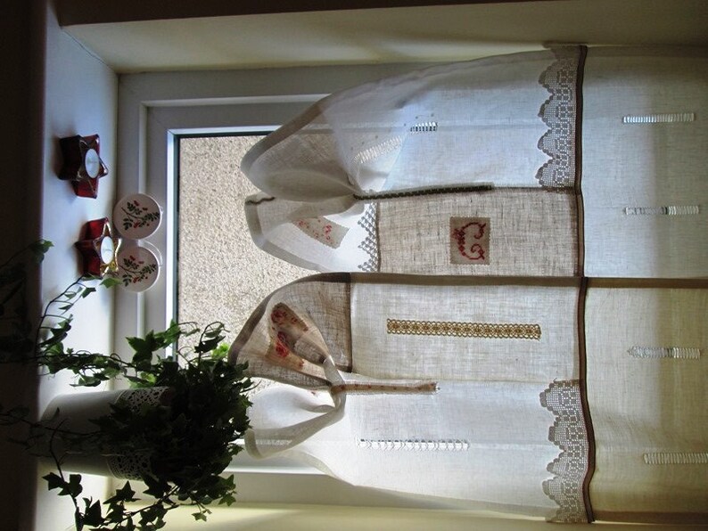Linen Tie Up Balloon Shade Curtain Exclusive Design Oak Etsy